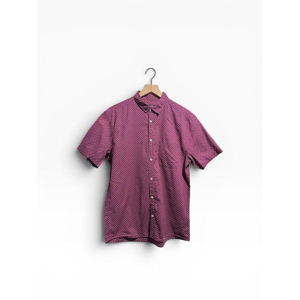 H&M Casual Button-Down Shirt Men's Medium Polka Dot Regular Fit Top